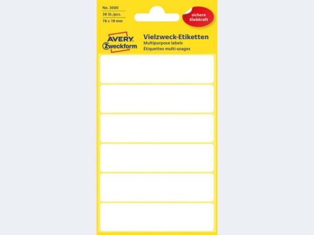 Bild von Etikett 3080 76x19 weiss - Eine Verkaufseinheit = 10 Stück