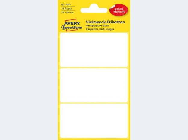 Bild von Etikett 3081 76x39 weiss - Eine Verkaufseinheit = 10 Stück