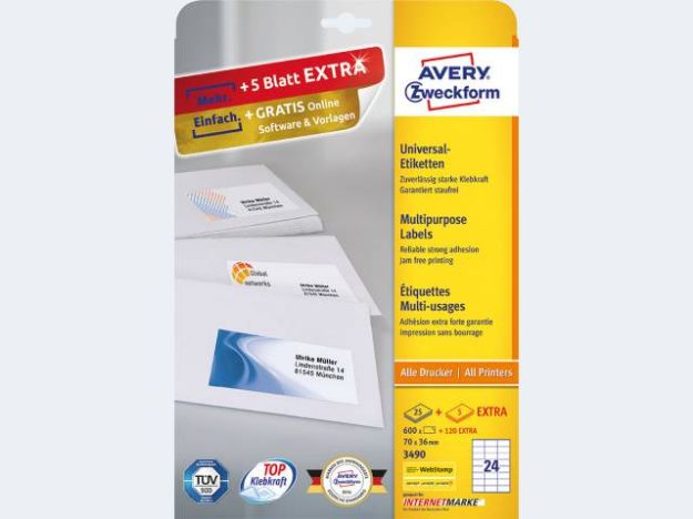 Bild von Etikett 3490 ILK 70x36 A4 25Bl oval