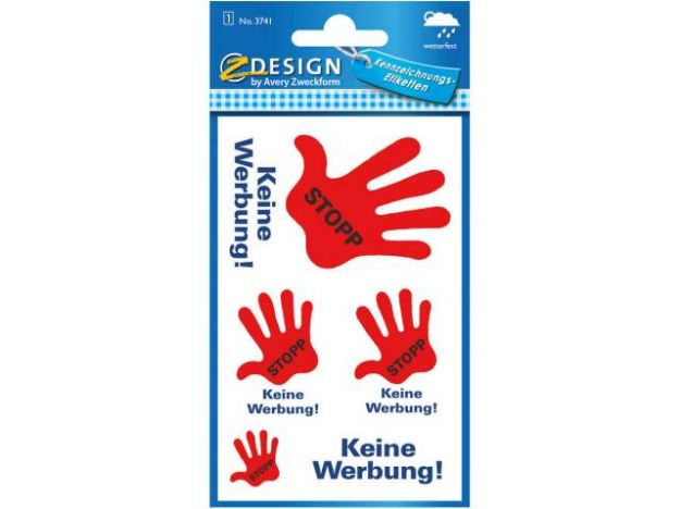 Bild von Hinweisetikett 3741 Stopp keine Werbung 4 Formate - Eine Verkaufseinheit = 10 Stück