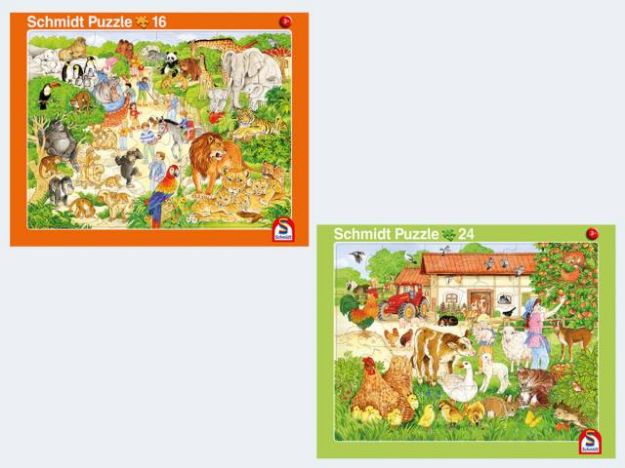 Bild von Rahmenuzzle 2er- Set 16T Zoo / 24T Bauernhof - 56790