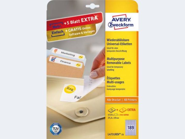 Bild von Etikett 4731 ILK 25,4x10A4 2000 Stück 25Bl - L4731REV-25