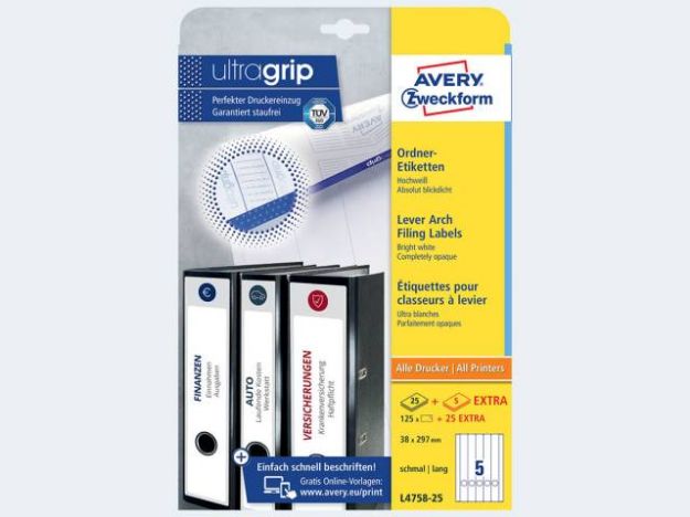 Bild von Ordner Etiketten schmal 38x297mm weiss - L4758-25