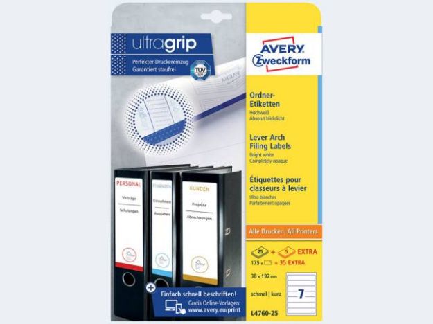 Bild von Ordner Etiketten schmal 38x192mm weiss - L4760-25