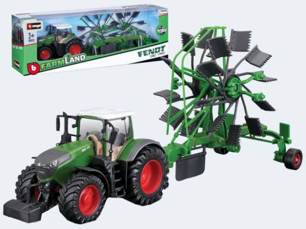 Bild von Bburago Traktor Fendt 10cm mit Heuwender Friktion - 18-31665