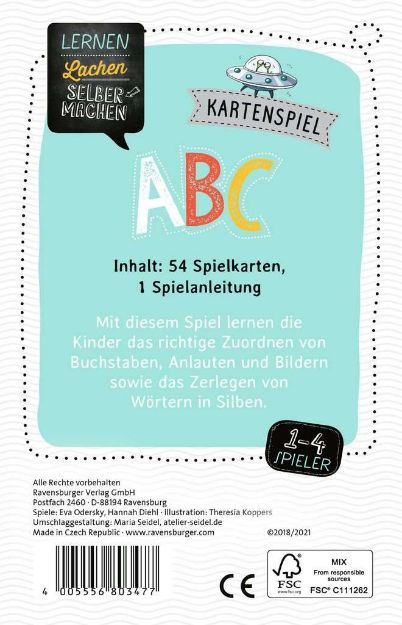 Bild von Ravensburger 80347 Lernen Lachen Selbermachen: Kartenspiel ABC