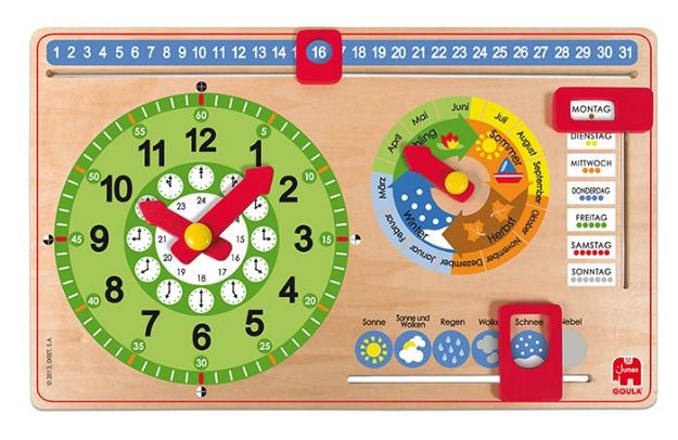 Bild von Goula Kalenderuhr Holz Kleinformat 46x30cm - D51319
