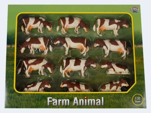Bild von Farm 12 Kühe 1:32  braun/weiss - 571968