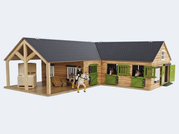 Bild von Farm Pferdehof 1:24 4Boxen und Lager 68x77cm Holz - 610211