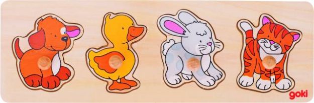 Bild von GOKI Steckpuzzle 6T Hund/Ente/Katze/Hase 30x10cm - 57866
