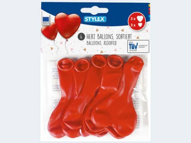Bild von 6 Herzballon rot 2 verschieden Größen - 14760