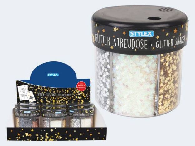 Bild von Glitter Streudeko Herzen u Sterne 6 St - 23387