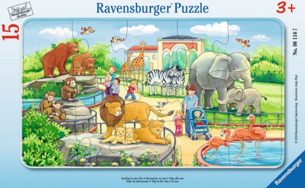 Bild von Ravensburger 06116 Rahmenpuzzle Ausflug in den Zoo 15 Teile