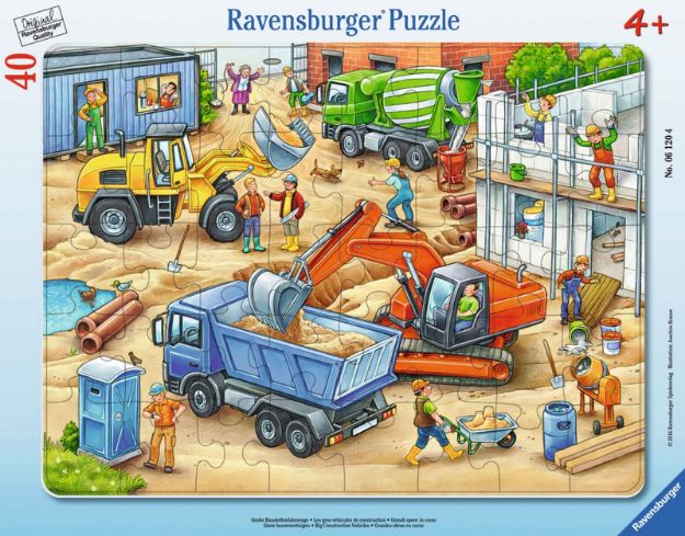 Bild von Ravensburger 06120 Rahmenpuzzle Große Baustellenfahrze 40 Teile