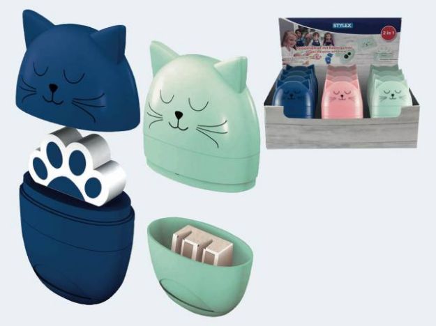 Bild von Doppelspitzer mit Radiergummi fbg Katzendesign - Eine Verkaufseinheit = 12 Stück - 42600