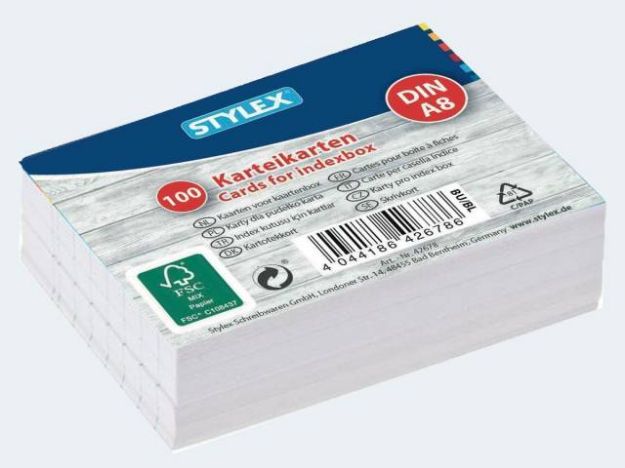 Bild von Karteikarten A8/100 weiss liniert - 42678