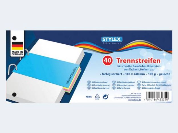 Bild von 40 Trennstreifen farbig 105x240mm 190g - 43235