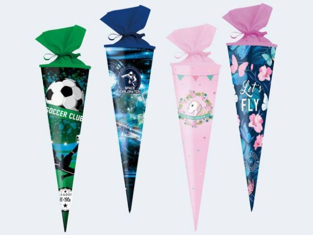 Bild von Schultüte 25cm rund Krepppapier Verschluss - Eine Verkaufseinheit = 20 Stück - 47164