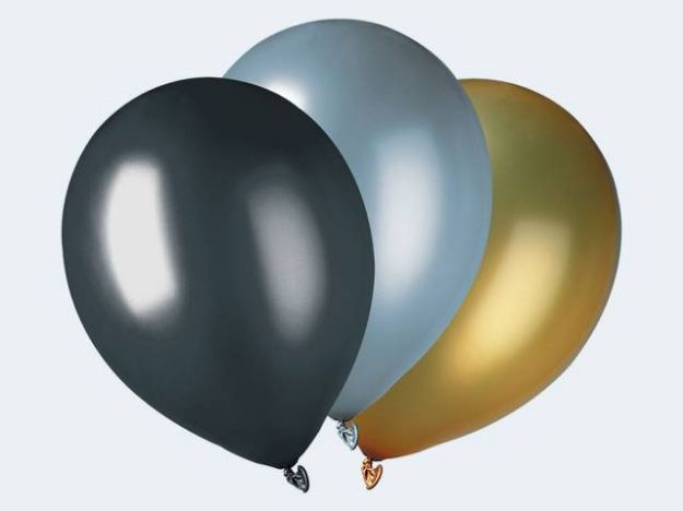 Bild von 7 Luftballon metallic Gold/Silber/Schwarz 30cm - 12075