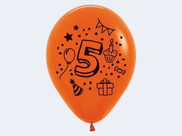 Bild von 7 Luftballon "5" bunt 30cm - 12415