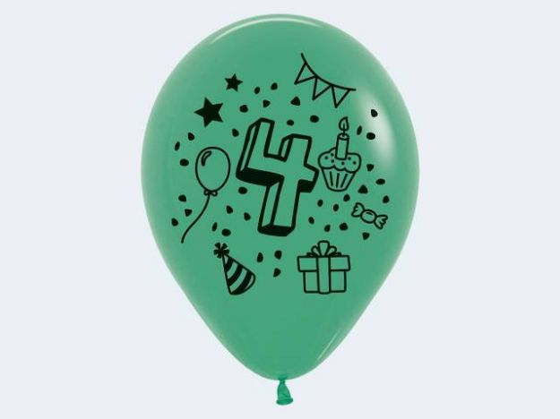 Bild von 7 Luftballon "4" bunt 30cm - 12414