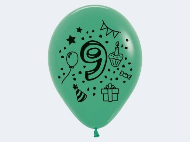 Bild von 7 Luftballon "9" bunt 30cm - 12419