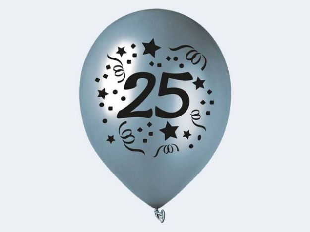 Bild von 5 Luftballon "25" silber 30cm - 12430