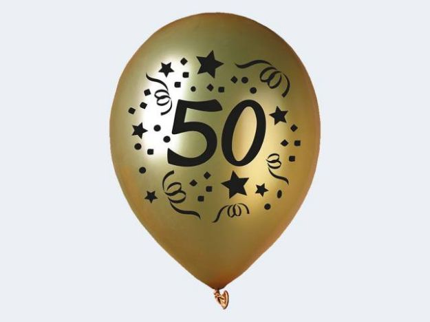 Bild von 5 Luftballon "50" gold 30cm - 12431