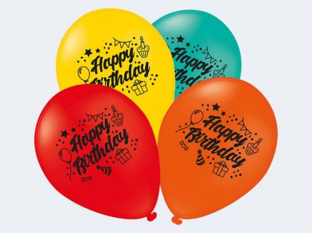 Bild von 7 Luftballon Happy Birthday bunt 30cm - 12450