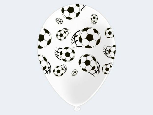 Bild von 5 Luftballon Fußball weiss 30cm - 12446