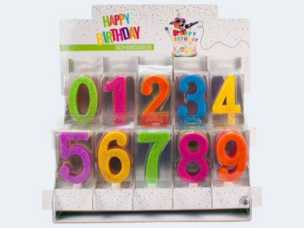 Bild von Maxi Glitter-Zahlenkerzen 0-9 - Eine Verkaufseinheit = 40 Stück - 941985