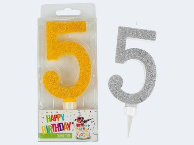 Bild von Glitter-Zahlenkerze 5 Maxi - 942036