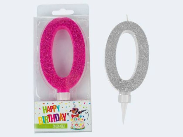 Bild von Glitter-Zahlenkerze 0 Maxi - 941992