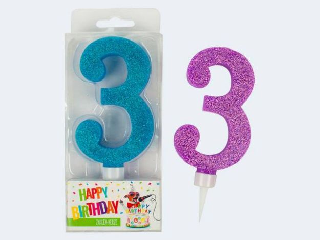 Bild von Glitter-Zahlenkerze 3 Maxi - 942012