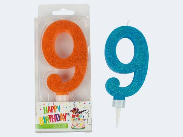 Bild von Glitter-Zahlenkerze 9 Maxi - 942074