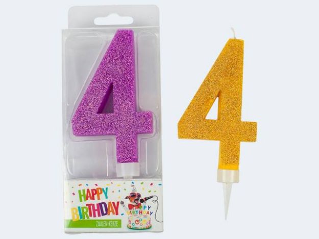 Bild von Glitter-Zahlenkerze 4 Maxi - 942029