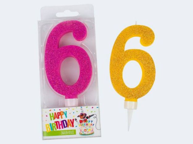 Bild von Glitter-Zahlenkerze 6 Maxi - 942043