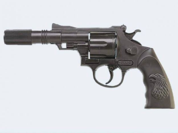 Bild von 12-Sch Pistole Buddy 24cm schwarz Plastik Schalldä - 0440