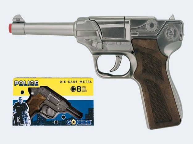 Bild von 8-Sch Pistole Police 20cm silber Metall - 124/0