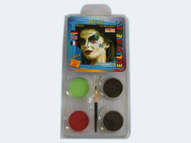 Bild von Schminkset Hexe 4 FarbenPinsel und Anleitung - 204085