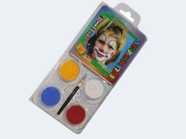 Bild von Schminkset Clown 4 Farben Pinsel und Anleitung - 204146