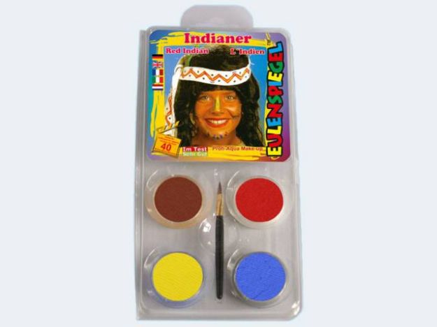 Bild von Schminkset Indianer 4 Farben Pinsel und Anleitung - 204214
