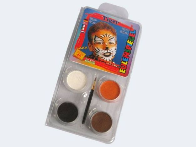 Bild von Schminkset Tiger 4 Farben Pinsel und Anleitung - 204047