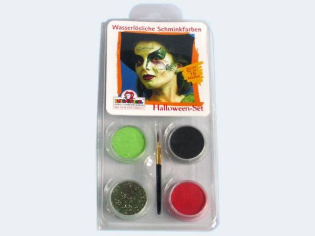 Bild von Schminkset Halloween 3 Farben Pinsel und Anleitung - 204337