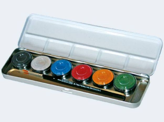 Bild von 6 Schminkfarben im Metalletui Profipinsel - 206072