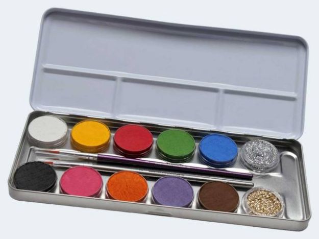 Bild von Schminkpalette aus Metall 10 Fbn/2 Glitzer/2 Pinse - 212202