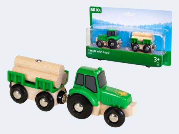 Bild von BRIO Traktor mit Holz Anhänger - 33799
