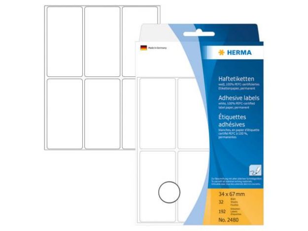 Bild von Haftetiketten 2480 34x67 weiss 192 Stück
