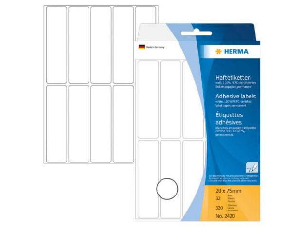 Bild von Haftetiketten 2420 20x75 weiss 320 Stück