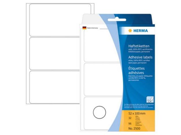 Bild von Haftetiketten 2500 52x100 weiss 96 Stück